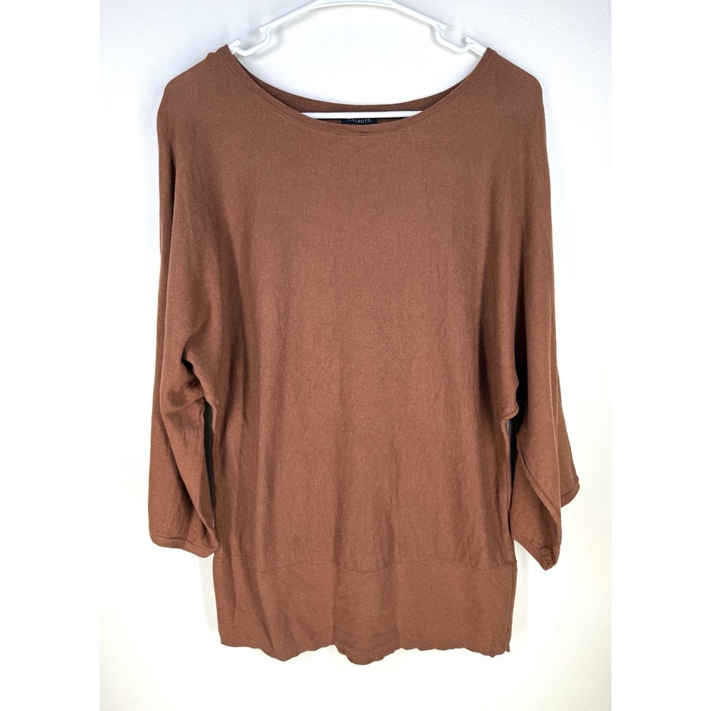 talbots‎ bateau neck top Knit Short Dolman Sleeve Sweater Cotton Blend Tunic